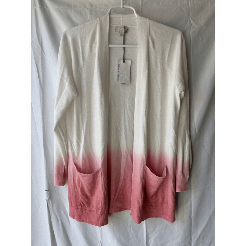 Barefoot Dreams Luxeblend Ombre Raglan Cardigan in Rosy Pink Size Small